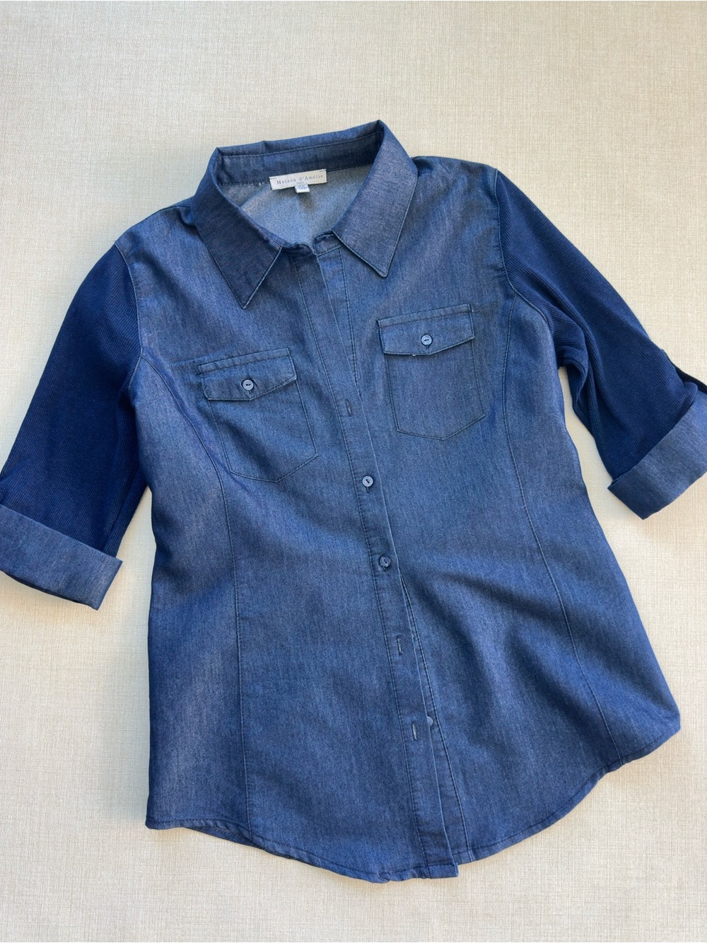 Women’s Blue Denim-Style Button-Down Shirt